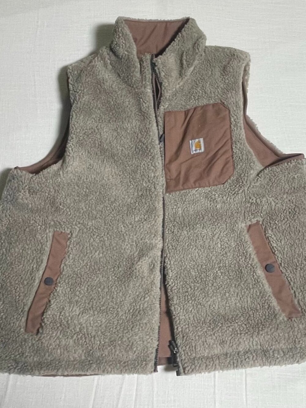 Womens Carhartt Reversible Brown Sherpa Vest (Size XL)